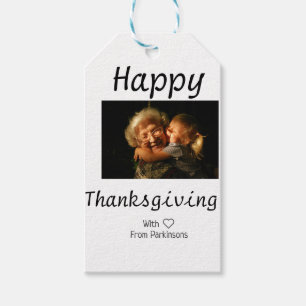 Étiquettes-cadeau Joyeuse fête d'Action de grâce nom de famille phot