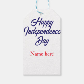 Étiquettes-cadeau joyeuse fête de l'indépendance nom bleu rouge amér