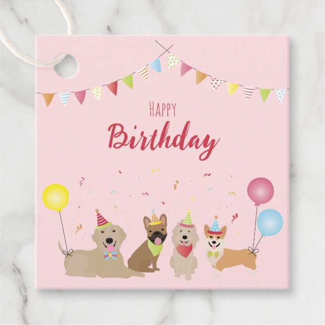 Étiquettes Cadeau Joyeuse fête des chiens d'anniversaire (Devant)