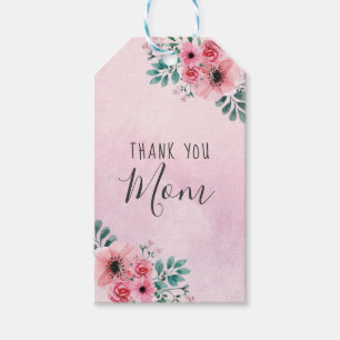 Étiquettes-cadeau Joyeuse Fête des Mères Pink Watercolor Flower
