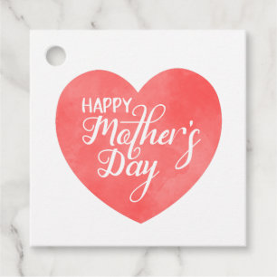 Étiquettes Cadeau Joyeuse journée de la mère dans le coeur de l'aqua