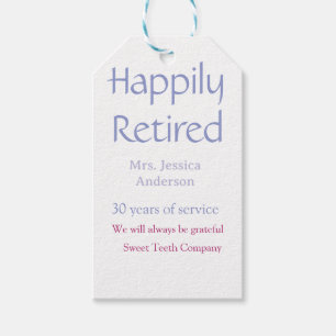 Étiquettes-cadeau Joyeuse retraite nom années de service violet
