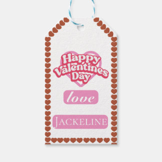 Étiquettes-cadeau Joyeuse Saint-Valentin moderne cœur rouge amour