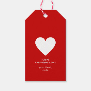 Étiquettes-cadeau Joyeuse Saint-Valentin Moderne Rouge Blanc Rayure