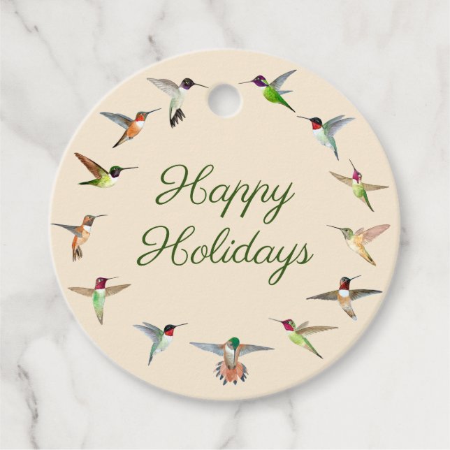 Étiquettes Cadeau Joyeuses fêtes Colibri (Devant)