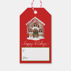 Étiquettes-cadeau Joyeuses fêtes Gingerbread Maison Noël