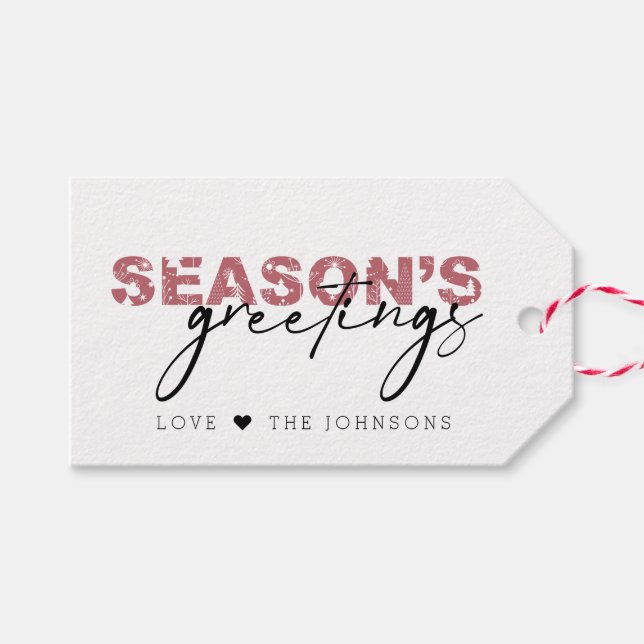 Étiquettes-cadeau Joyeuses Fêtes moderne Red Holiday (Devant (Horizontal))