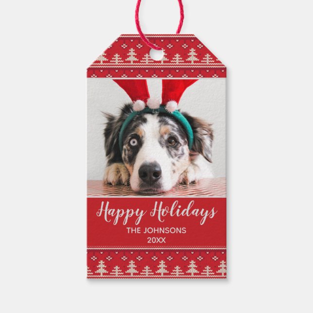 Étiquettes-cadeau Joyeuses fêtes Motif nordique Photo (Devant)