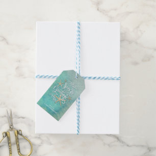 Étiquettes-cadeau Joyeuses Fêtes tropicaux   Aquarelle côtière