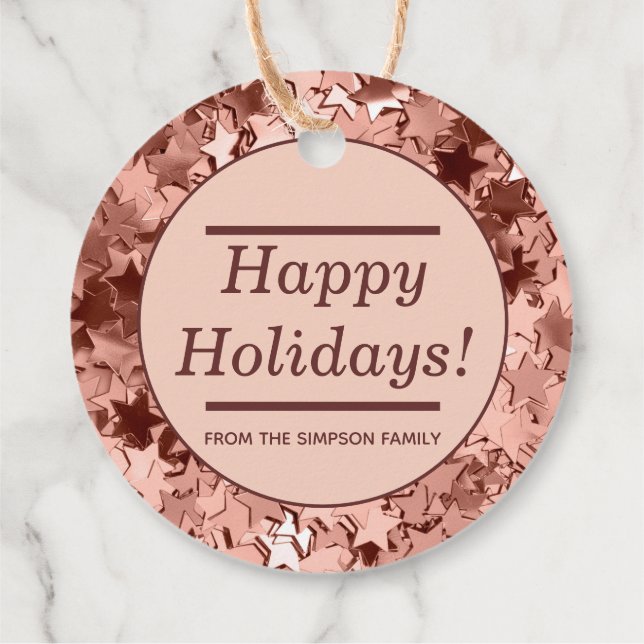 Étiquettes Cadeau Joyeuses Parties scintillant Rose Gold Noël cadeau (Dos)
