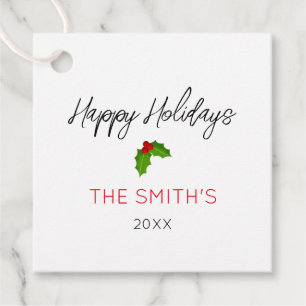 Étiquettes Cadeau Joyeuses vacances Nom Année Festive Noël Cadeau