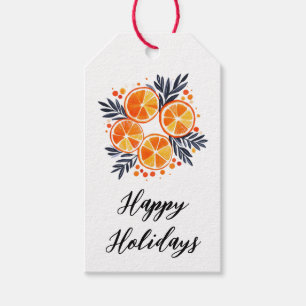 Étiquettes-cadeau Joyeuses Vacances Oranges Foliage Noël