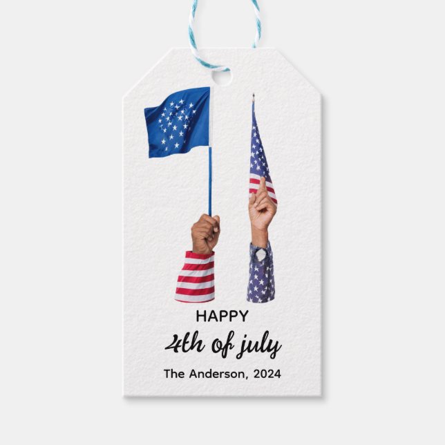 Étiquettes-cadeau Joyeux 4 juillet Fête de l'Indépendance américaine (Devant)