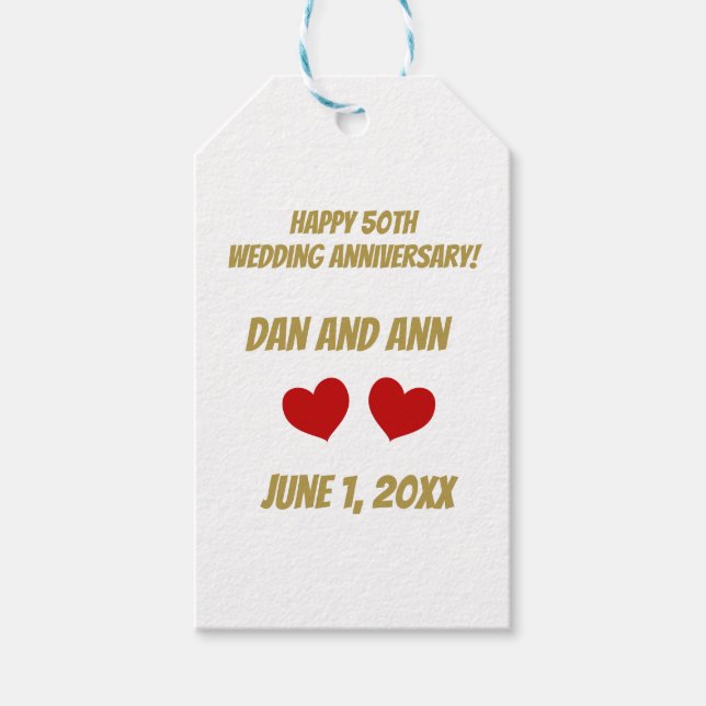 Étiquettes-cadeau Joyeux 50E anniversaire de Mariage (Devant)