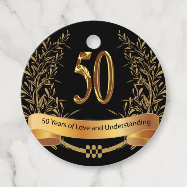 Étiquettes Cadeau Joyeux 50e anniversaire de Mariage (Devant)