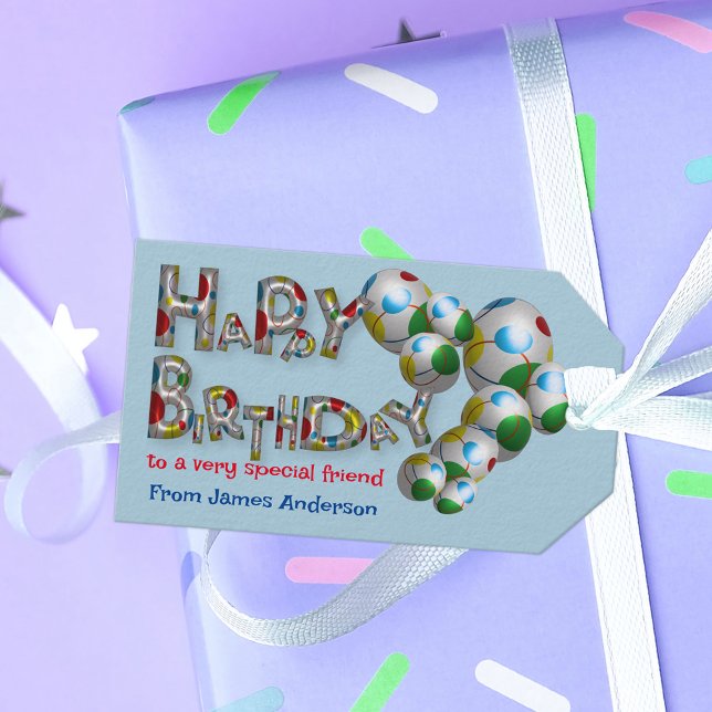 Étiquettes-cadeau Joyeux Anniversaire À Un Ami Très Spécial Typograp (Créateur téléchargé)