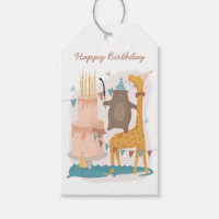 Joyeux anniversaire. Bêtes drôles : ours girafe