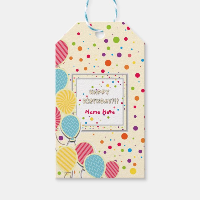Étiquettes-cadeau Joyeux anniversaire coloré (Devant)