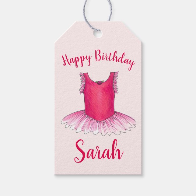 Étiquettes-cadeau Joyeux Anniversaire Danse Ballet Rose Ballerina Tu (Devant)