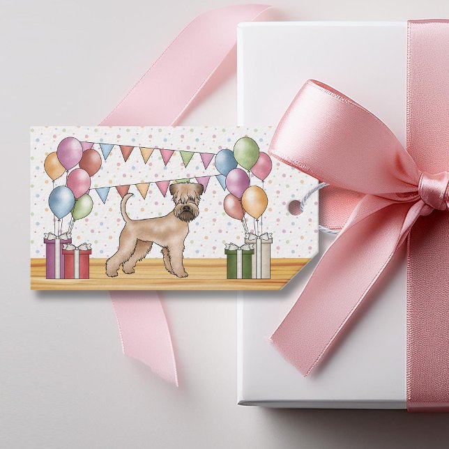 Étiquettes-cadeau Joyeux anniversaire de Terrier Pastel à molle (Créateur téléchargé)