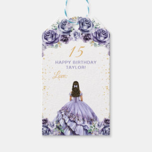 Étiquettes-cadeau Joyeux Anniversaire Dusty Purple Princess Quinceañ