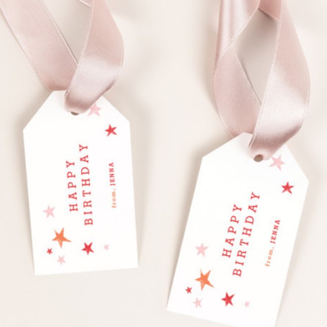 Étiquettes-cadeau Joyeux anniversaire | Enfants (Modern hand drawn stars kids happy birthday gift tags.)