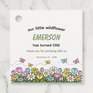 Étiquettes Cadeau Joyeux Anniversaire Fleur Sauvage Colorée 1 an