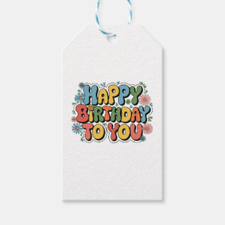 Étiquettes-cadeau Joyeux Anniversaire Floral Groovy