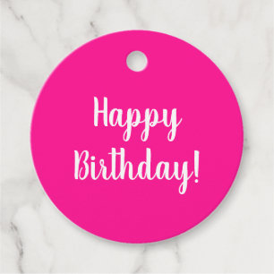 Étiquettes Cadeau Joyeux Anniversaire Hot rose White Typographie Cad