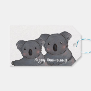Étiquettes-cadeau Joyeux anniversaire koala mari & femme