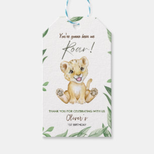 Étiquettes-cadeau Joyeux anniversaire lionceau mignon 