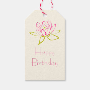 Étiquettes-cadeau Joyeux Anniversaire Lotus Flower / Water Lily