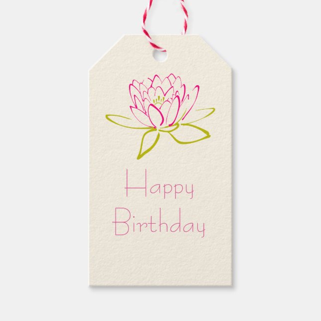Étiquettes-cadeau Joyeux Anniversaire Lotus Flower / Water Lily (Devant)