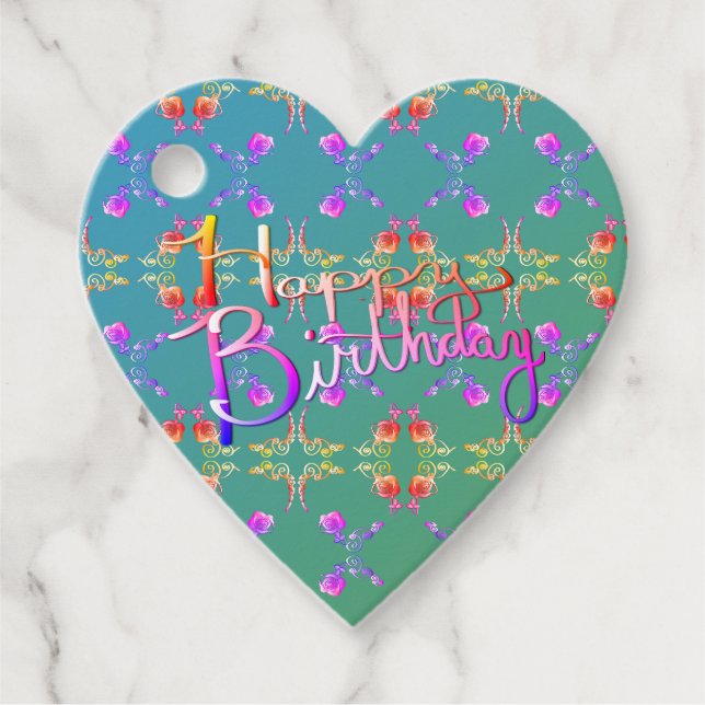 Étiquettes Cadeau "Joyeux anniversaire" Mots clés cadeaux écrits à l (Devant)