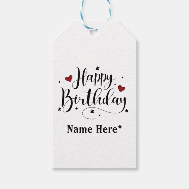 Étiquettes-cadeau Joyeux Anniversaire Nom personnalisé (Devant)