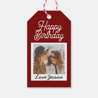 Étiquettes-cadeau Joyeux Anniversaire Personnalisé avec Photo Person