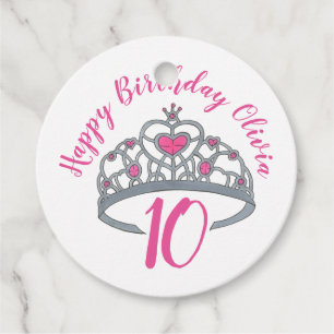 Étiquettes Cadeau Joyeux anniversaire Pink Princess Party Tiara Crow