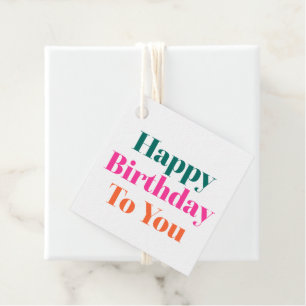 Étiquettes Cadeau Joyeux Anniversaire Pour Vous Typographie Colorée