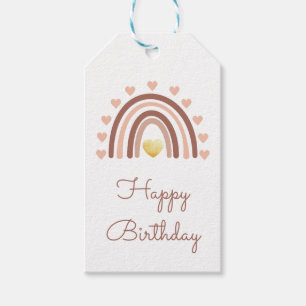 Étiquettes-cadeau Joyeux anniversaire Rainbow Blush rose