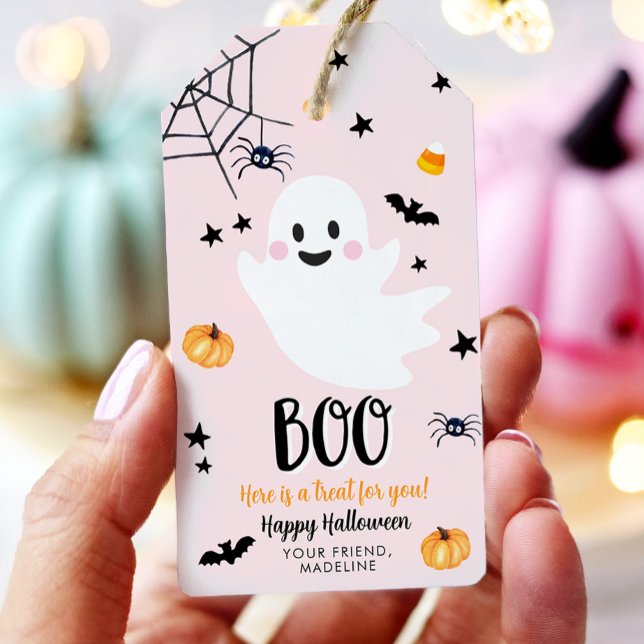 Étiquettes-cadeau Joyeux Anniversaire Rose Fantôme d'Halloween Migno (Créateur téléchargé)