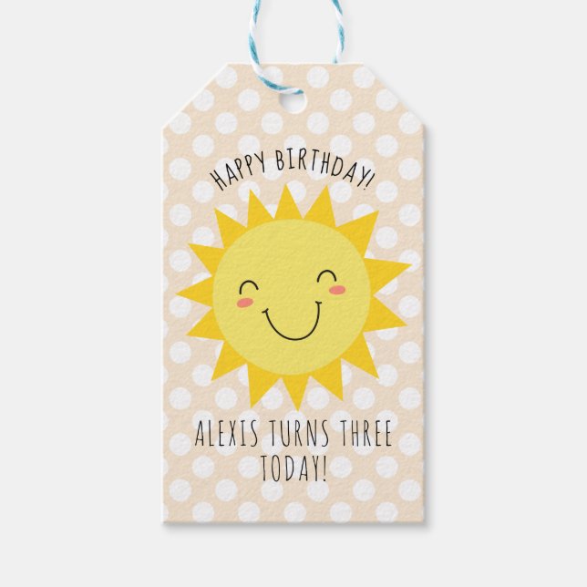 Étiquettes-cadeau Joyeux Anniversaire Sunshine Party Gold (Devant)