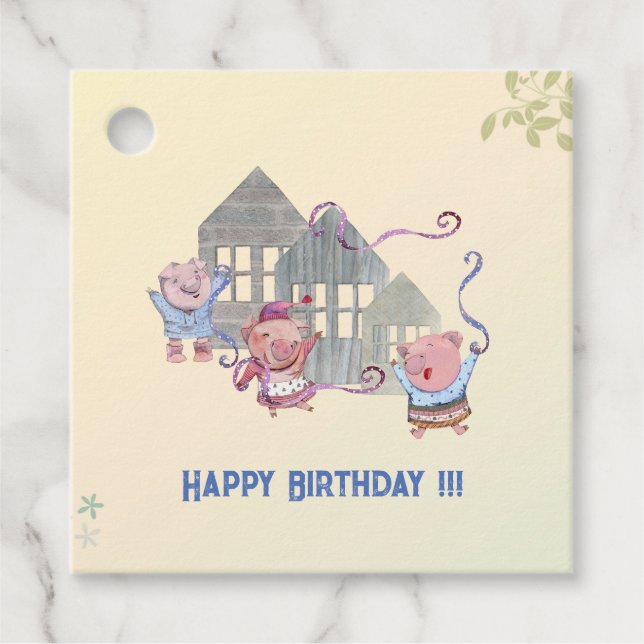 Étiquettes Cadeau Joyeux Anniversaire Trois Petits Chiens Célébrant (Devant)