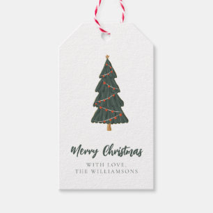Étiquettes-cadeau Joyeux arbre de Noël Accueil personnalisé et nom