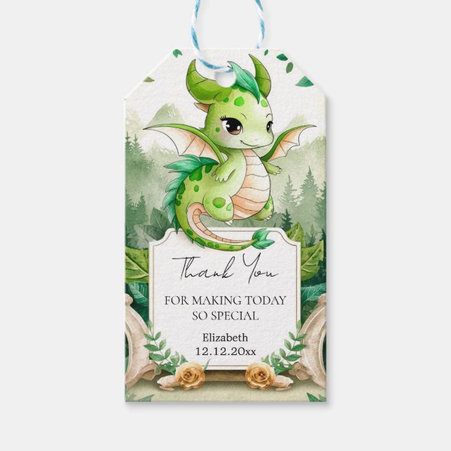 Étiquettes-cadeau Joyeux Baby shower Dragon (Devant)