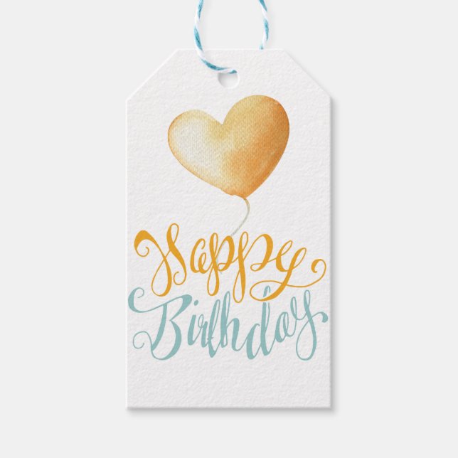 Étiquettes-cadeau Joyeux ballon d'anniversaire (Devant)