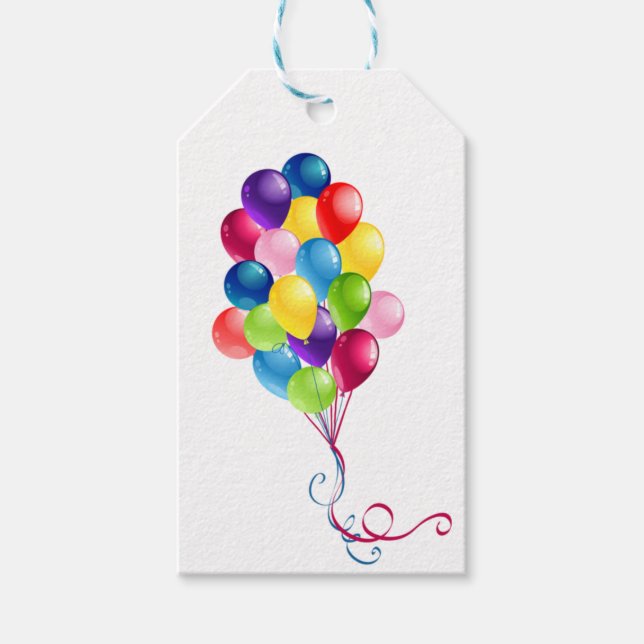 Étiquettes-cadeau Joyeux Ballons d'anniversaire (Devant)