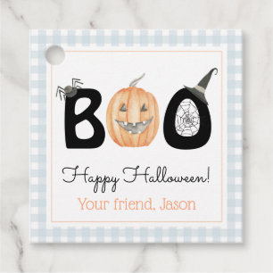 Étiquettes Cadeau Joyeux Boo Day Trick ou Treat Halloween Blue Boy