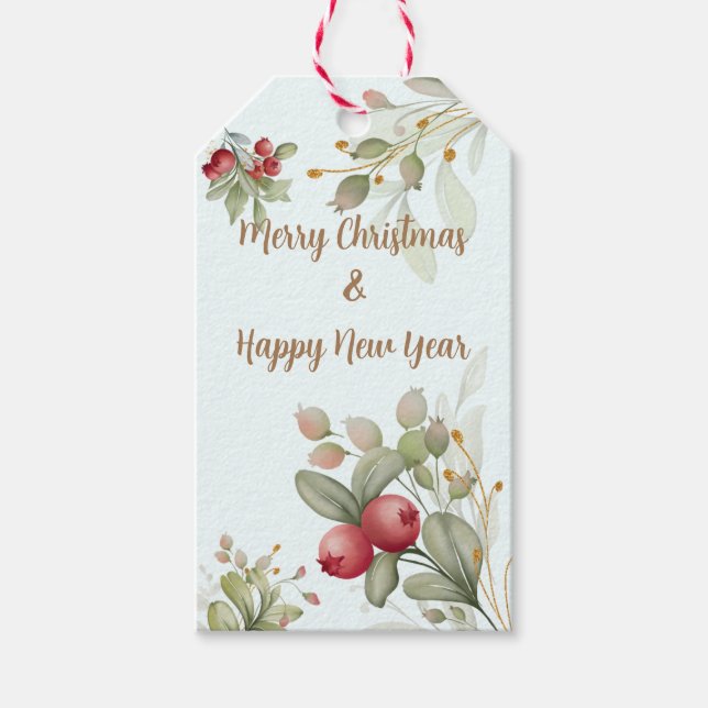 Étiquettes-cadeau Joyeux bouquet de baies de Noël (Devant)
