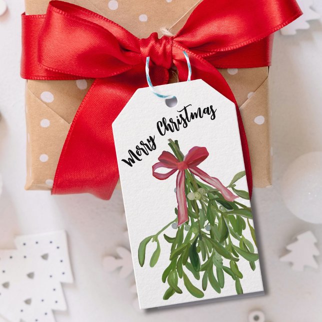 Étiquettes-cadeau Joyeux cadeau de Noël avec Mistletoe (Créateur téléchargé)