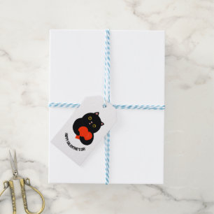 Étiquettes-cadeau Joyeux chaton noir de la Saint-Galentin donne un c